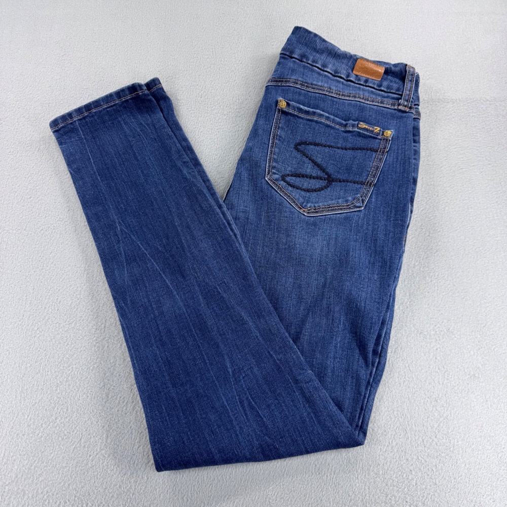 Seven7 Women Skinny Jeans Medium Wash Blue Denim Size 8 Stretch